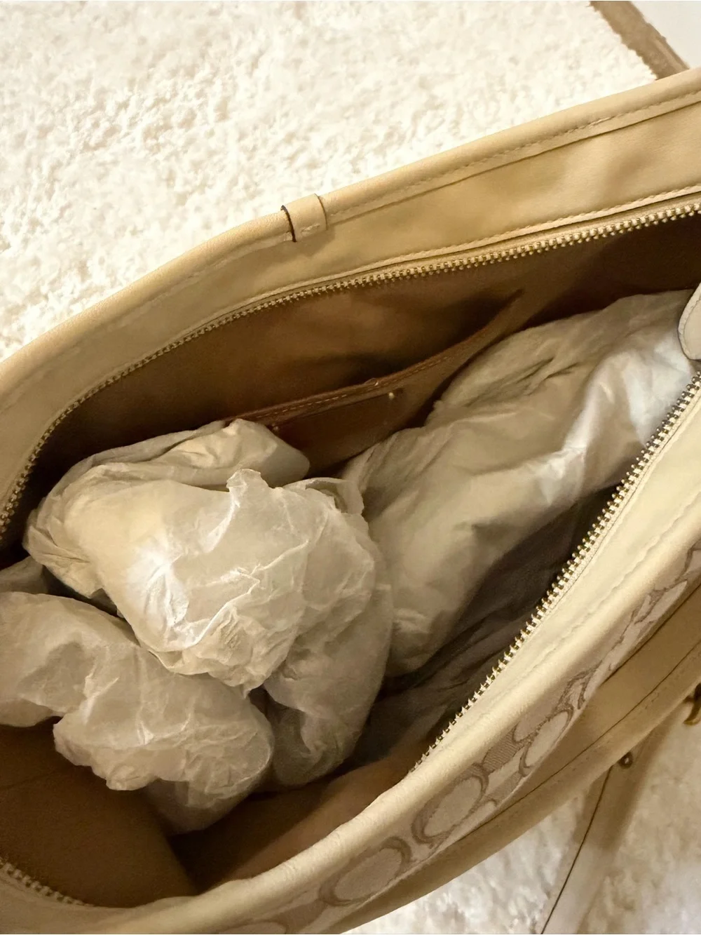 Coach Signature Canvas Hobo in Khaki and Chalk Trim